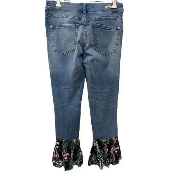 Pilcro & The Letterpress Anthropologie Jeans Womens 25 Tiered Flounce Lace Hem - Picture 3 of 8